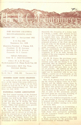 The B.C. Mountaineer 1925 February cover